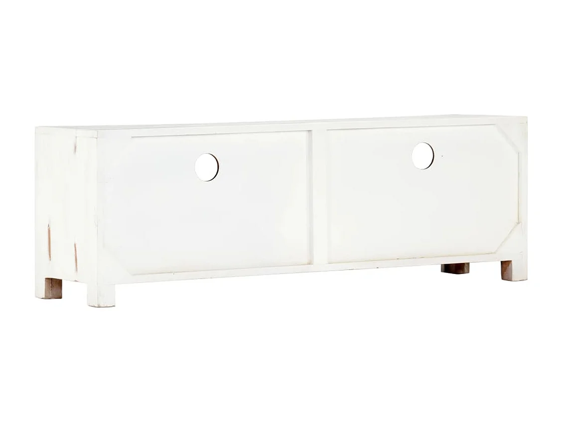 Meuble TV Blanc 120x30x40 cm Bois d'acacia massif