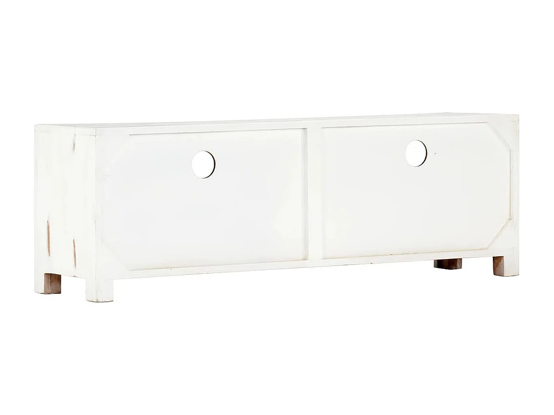 Meuble TV Blanc 120x30x40 cm Bois d'acacia massif