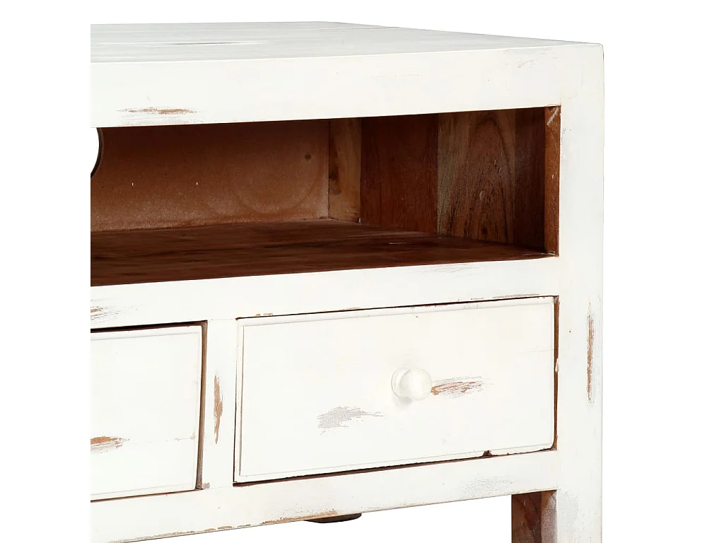 Meuble TV Blanc 120x30x40 cm Bois d'acacia massif