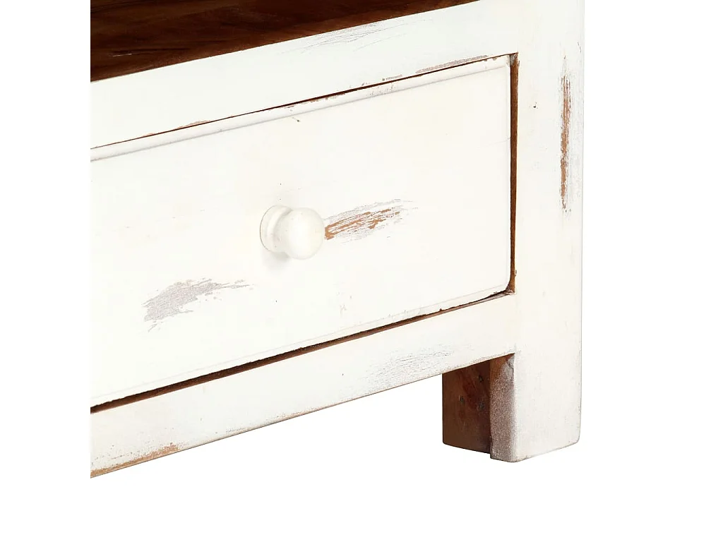 Meuble TV Blanc 120x30x40 cm Bois d'acacia massif