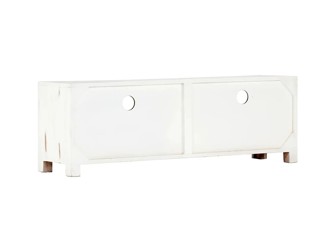 Meuble TV Blanc 120x30x40 cm Bois d'acacia massif