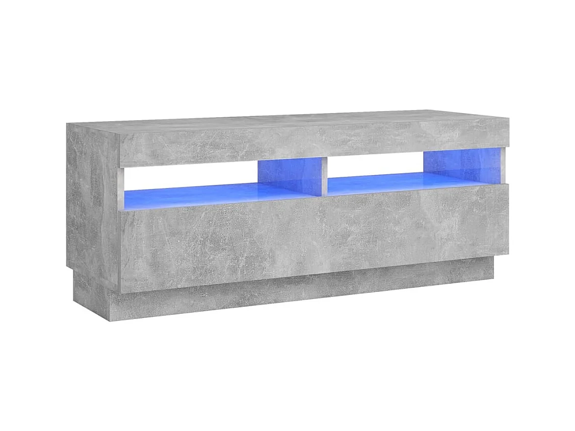 Meuble TV avec lumières LED gris béton 100x35x40 cm