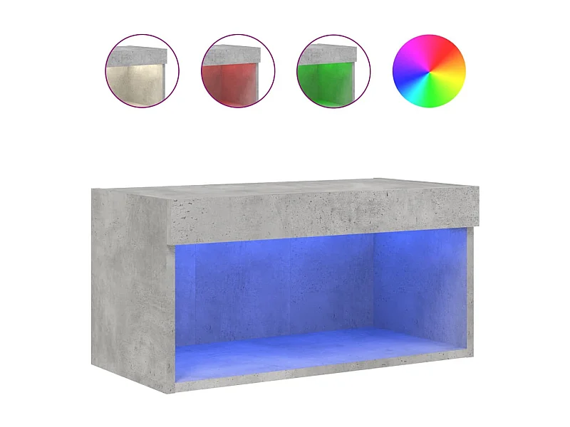 Móvel de TV com luzes LED 60x30x30 cm cinzento cimento