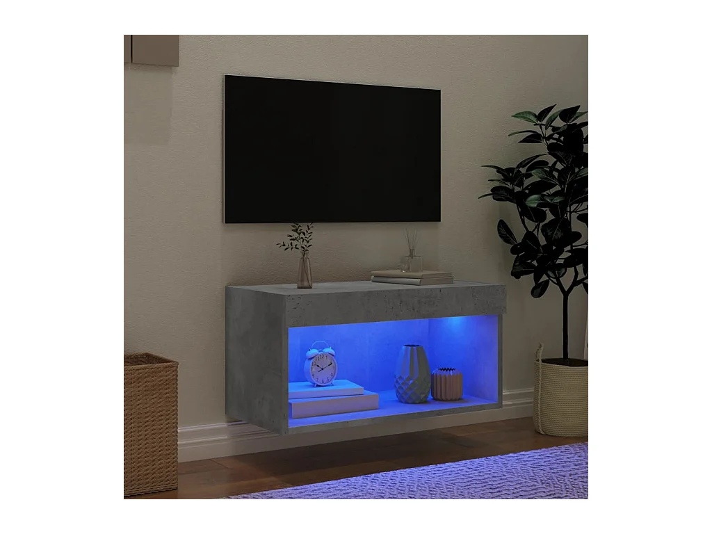 Mueble para TV con luces LED gris hormigón 60x30x30 cm