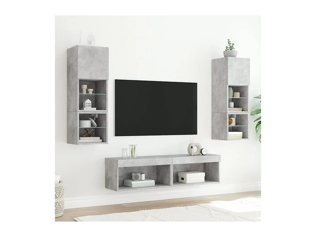 Mueble para TV con luces LED gris hormigón 60x30x30 cm