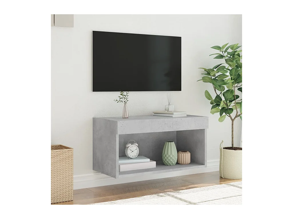 Mueble para TV con luces LED gris hormigón 60x30x30 cm