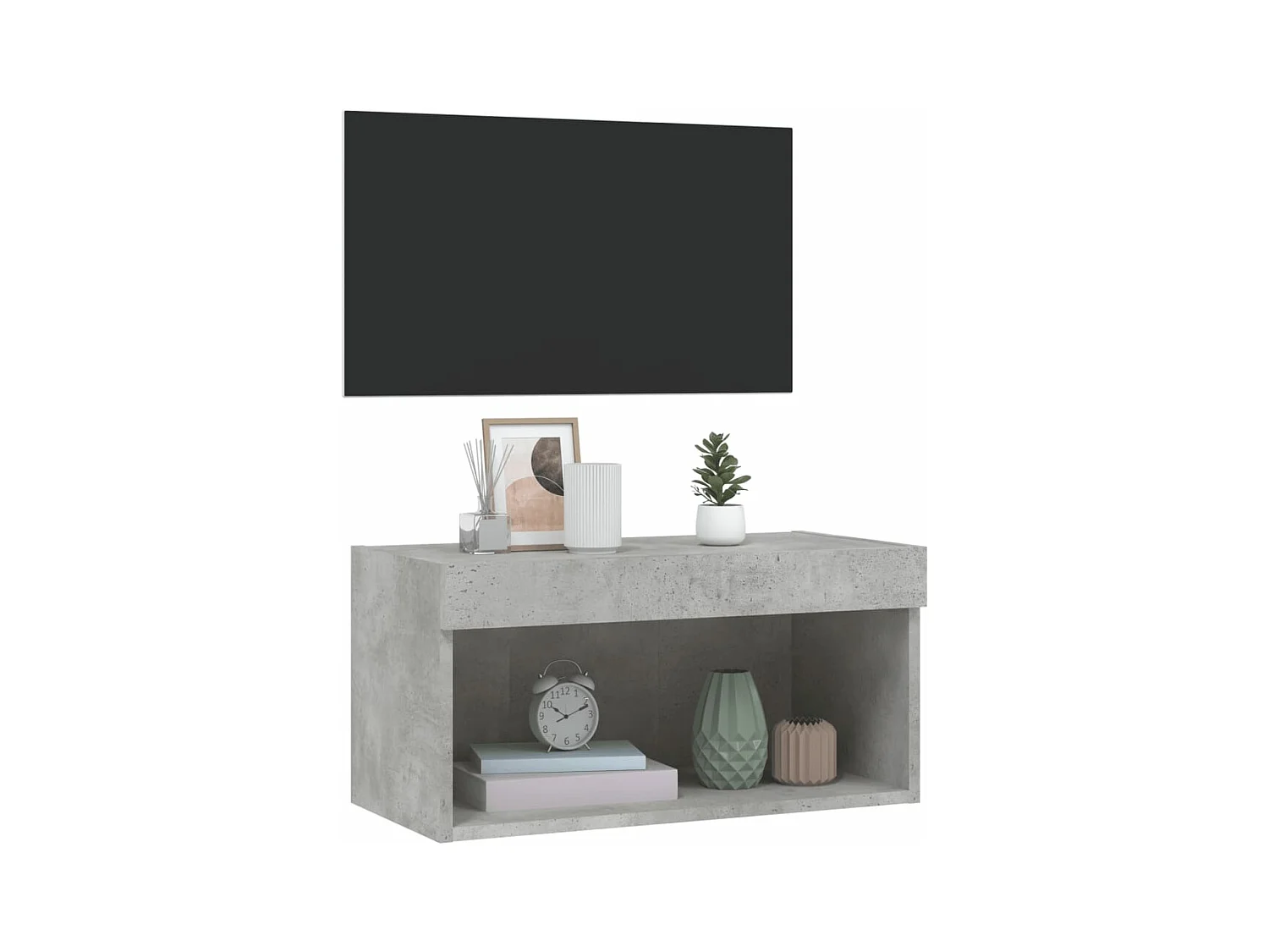 Mueble para TV con luces LED gris hormigón 60x30x30 cm