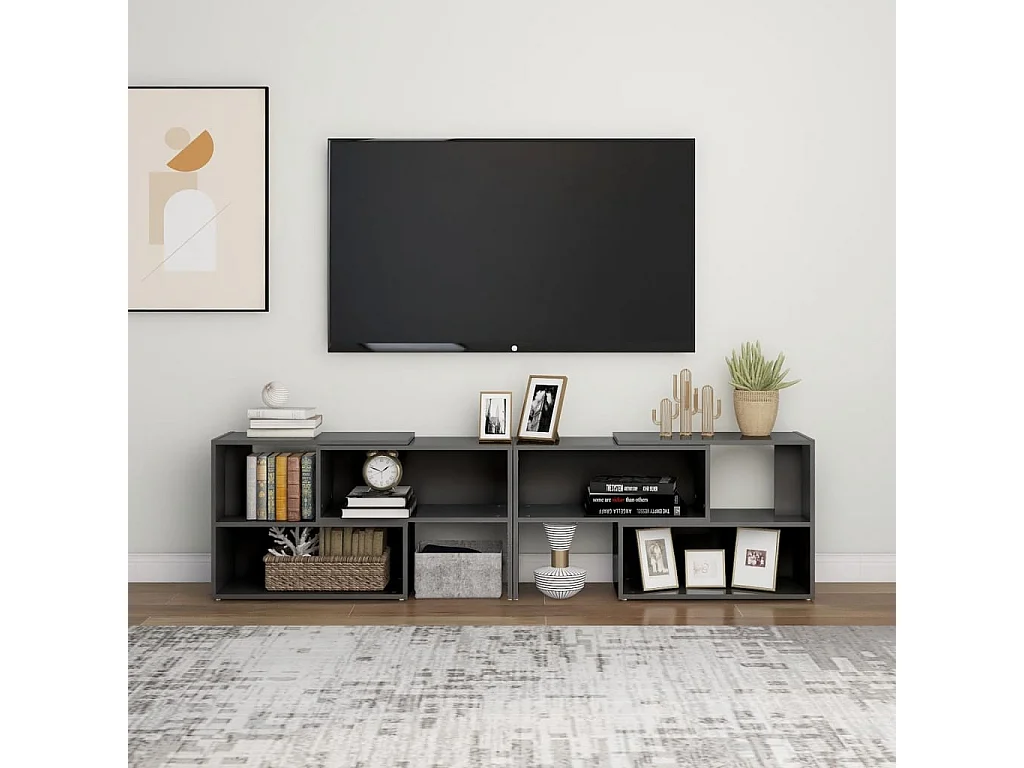 Meuble TV Gris brillant 149x30x52 cm Aggloméré