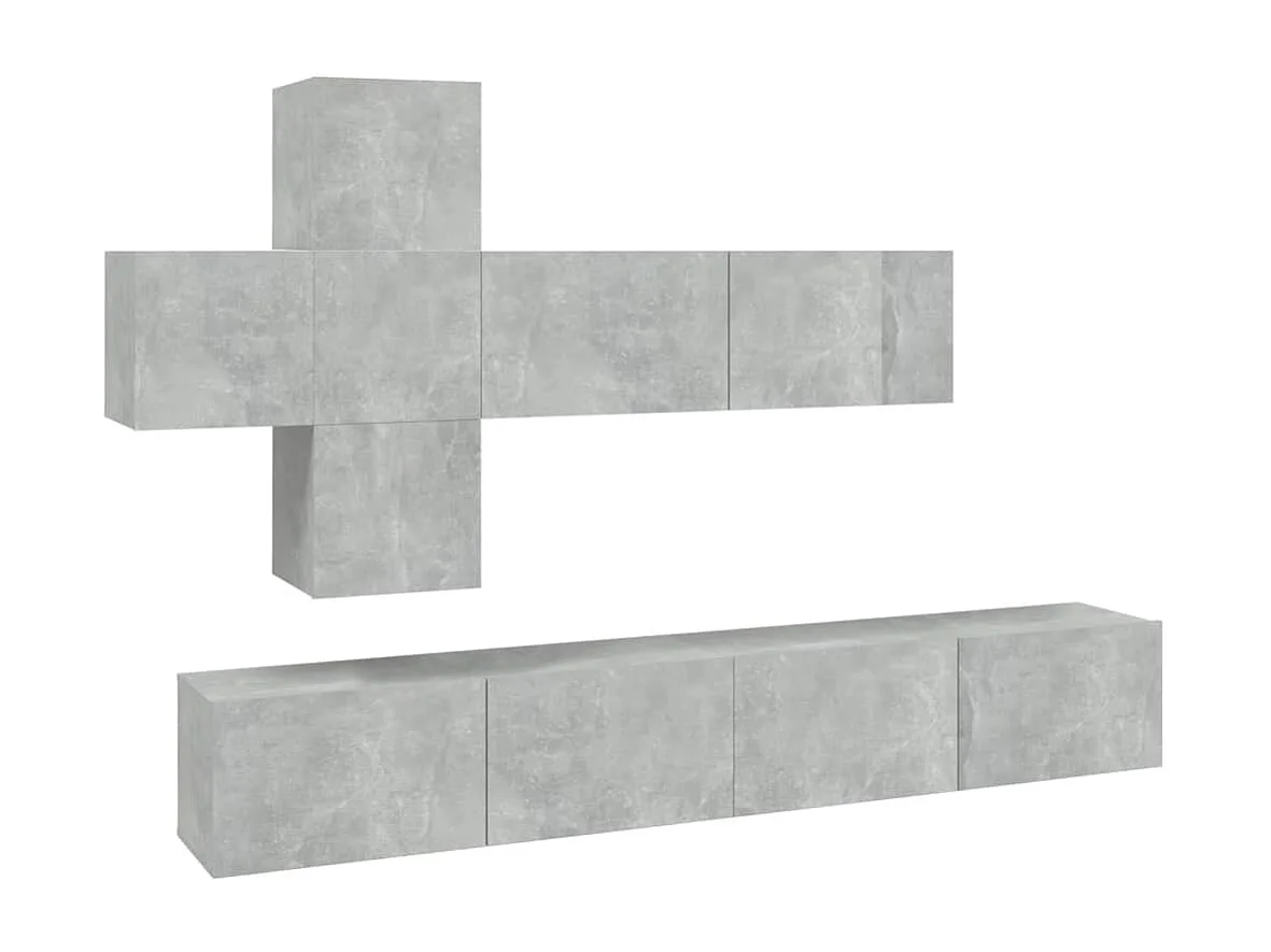 Ensemble de meubles TV 7 pièces Gris béton Bois d'ingénierie