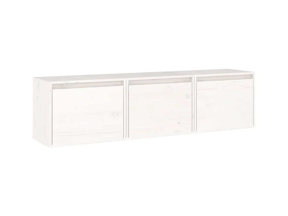 Meubles TV 3 pièces Blanc Bois massif de pin