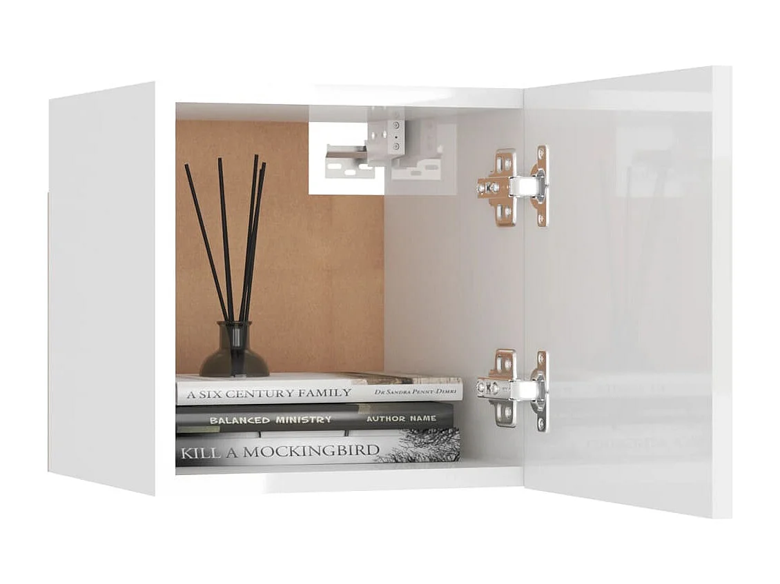 Meuble TV mural Blanc brillant 30,5x30x30 cm