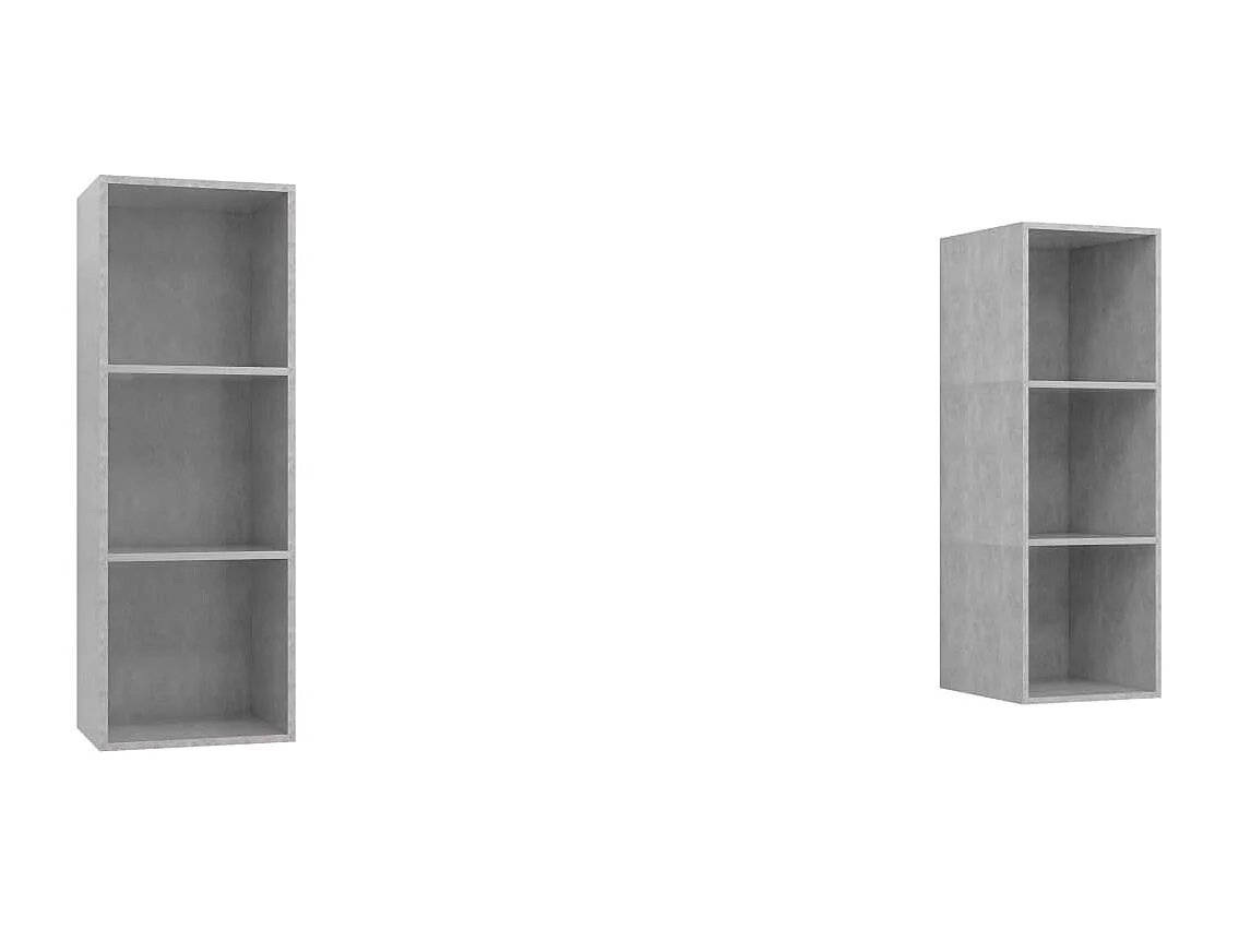 Meubles TV muraux 2 pièces Gris béton Aggloméré