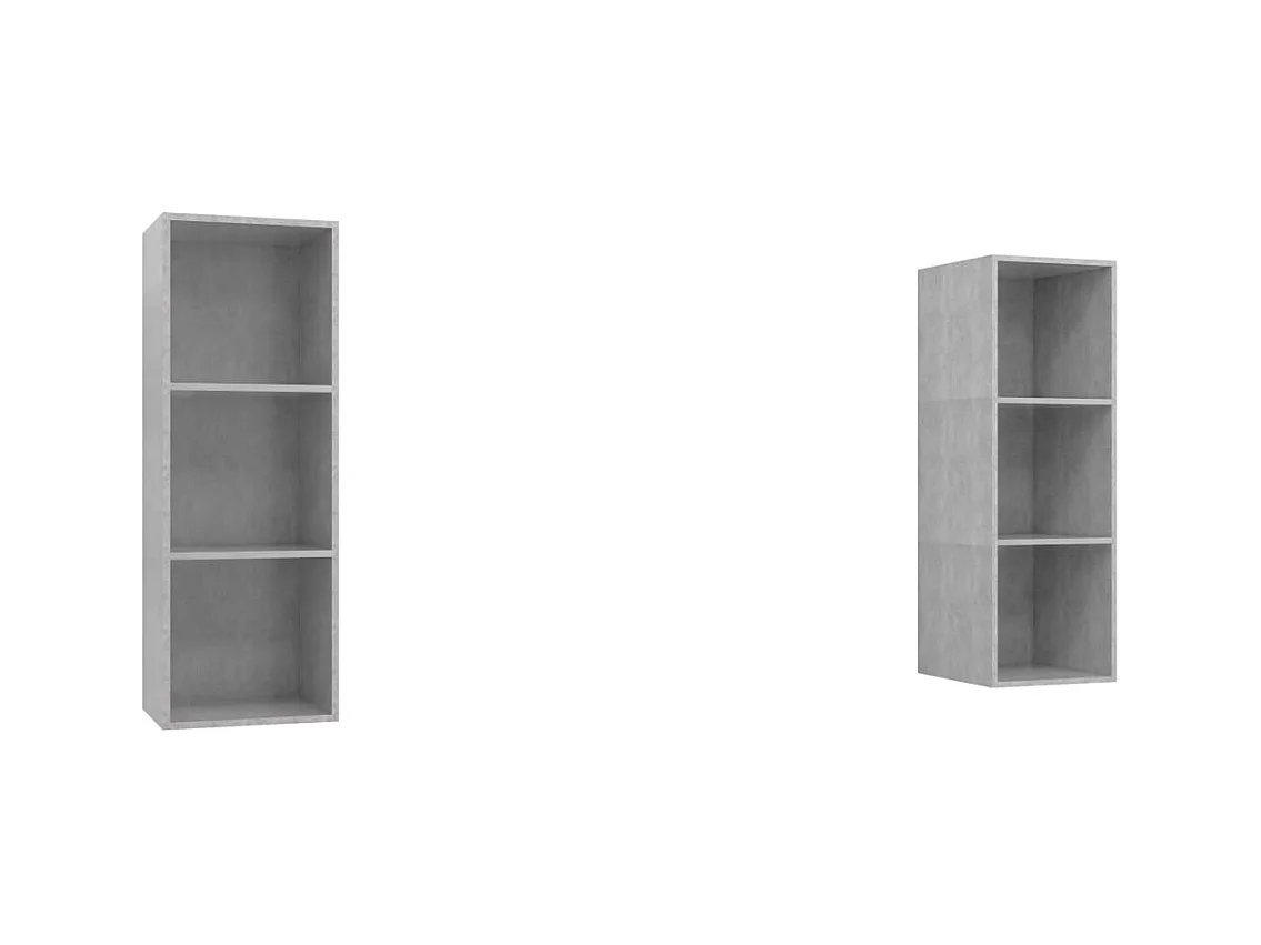 Meubles TV muraux 2 pièces Gris béton Aggloméré