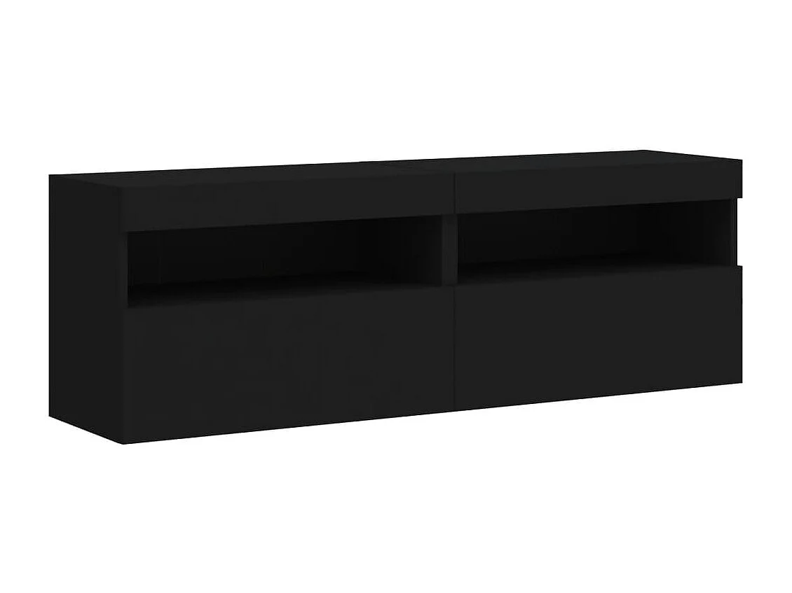 Mueble de pared de TV con luces LED 8 piezas negro