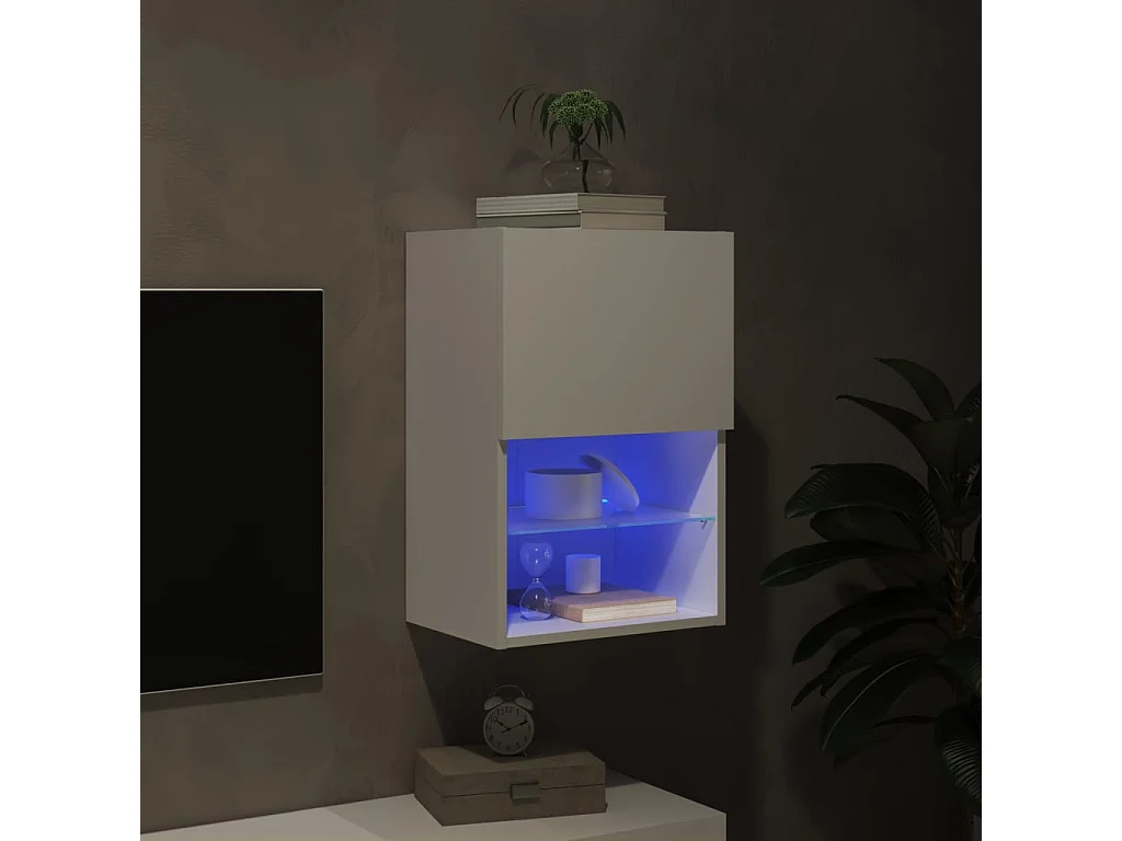 Meuble TV avec lumières LED blanc 40,5x30x60 cm