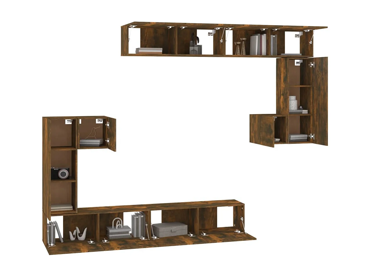 Mueble de pared para TV madera contrachapada roble ahumado