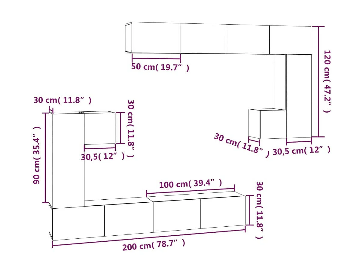 Mueble de pared para TV madera contrachapada roble ahumado