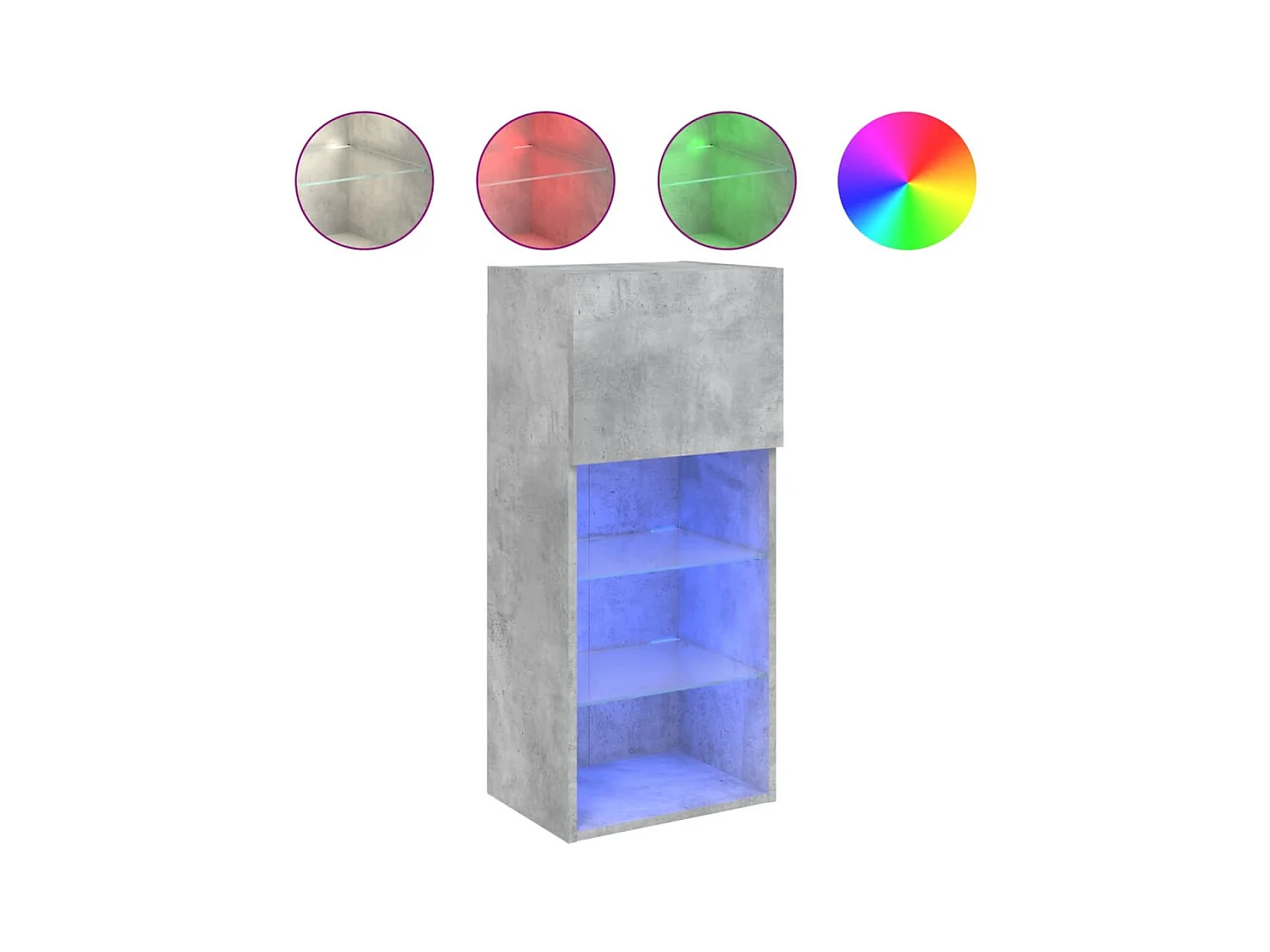 Meuble TV avec lumières LED gris béton 40,5x30x90 cm