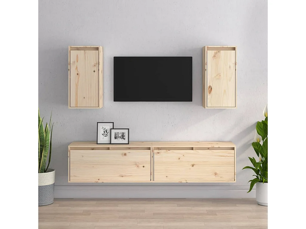 Meubles TV 4 pièces Bois massif de pin