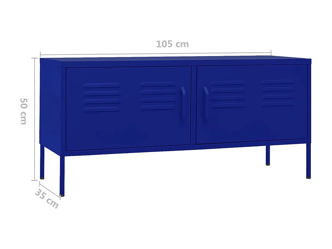 Meuble TV Bleu marine 105x35x50 cm Acier