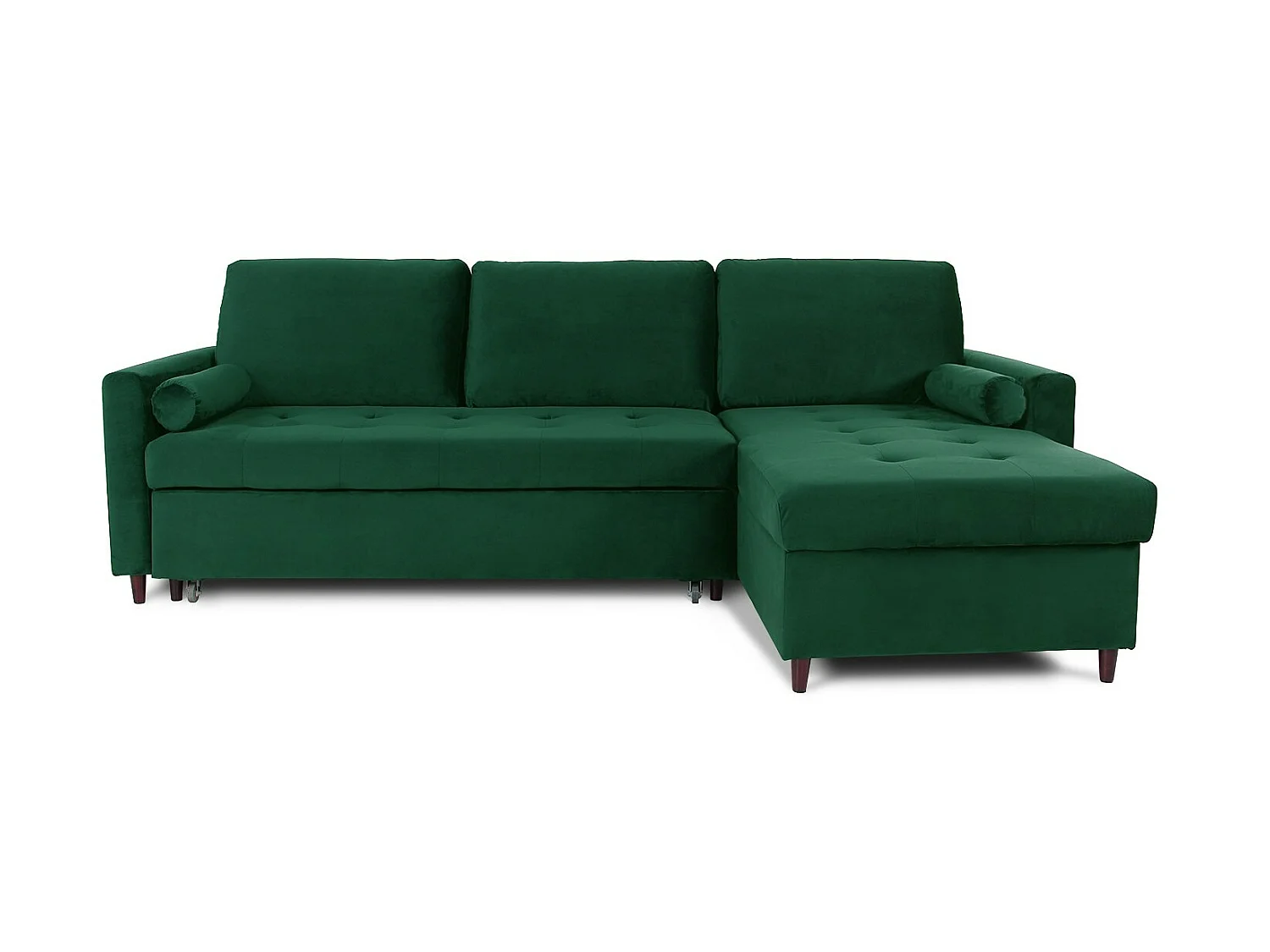 Canapé d'angle convertible réversible Claudio en velours vert