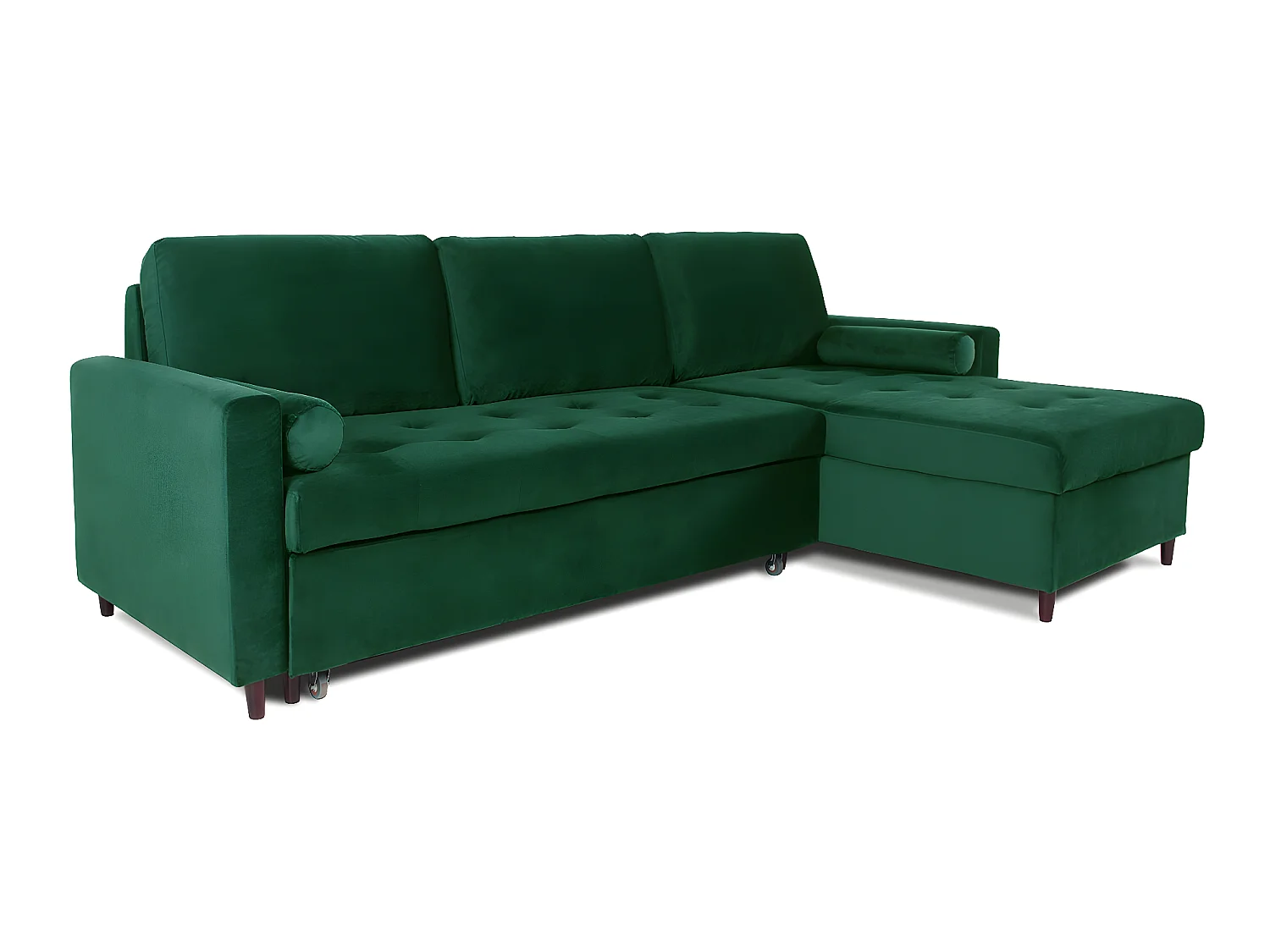 Canapé d'angle convertible réversible Claudio en velours vert