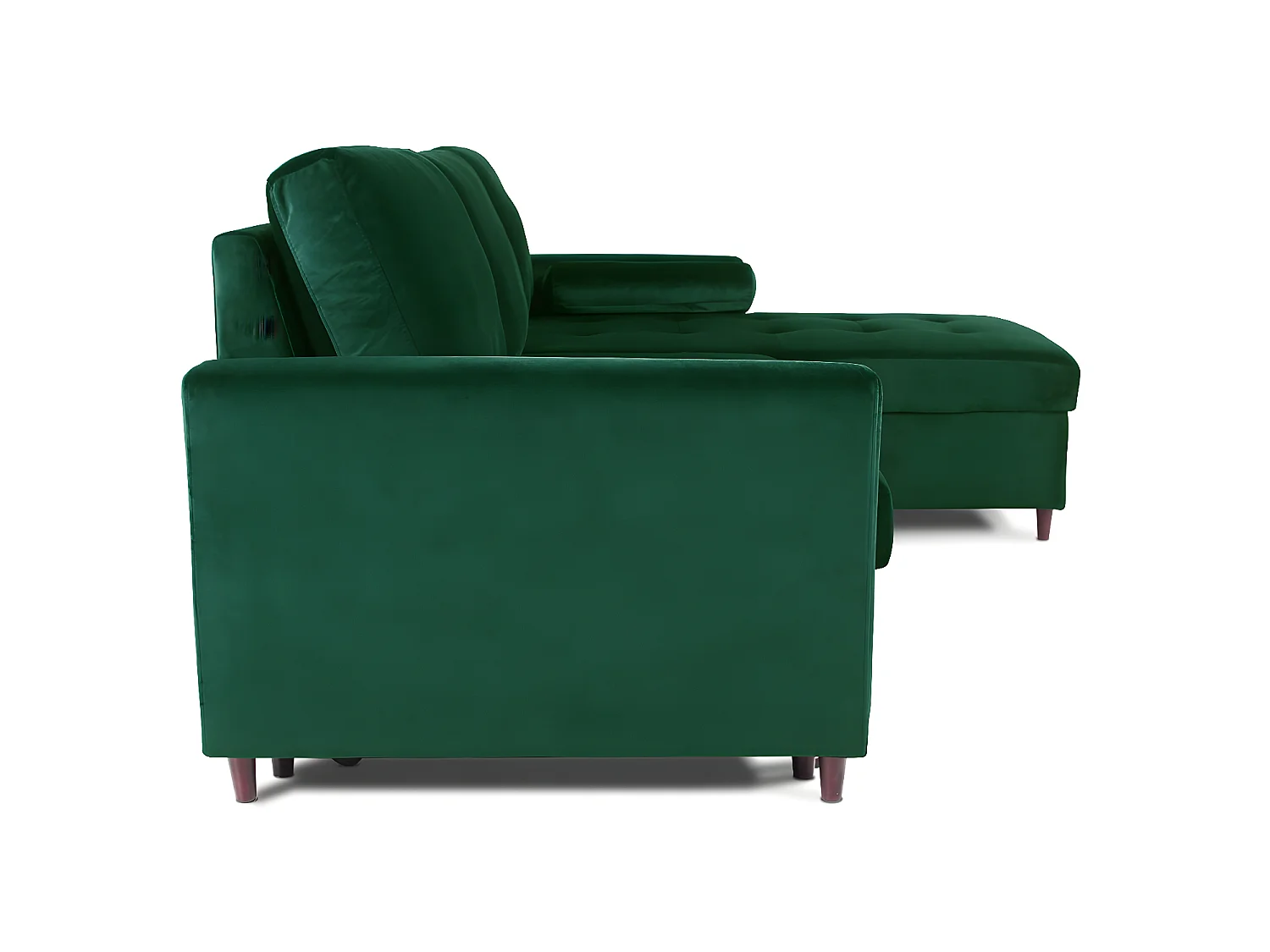 Canapé d'angle convertible réversible Claudio en velours vert