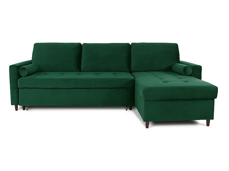 Canapé d'angle convertible réversible Claudio en velours vert