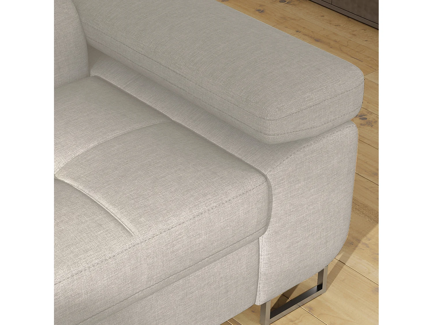 Canapé d'angle droit convertible Marius tissu Beige