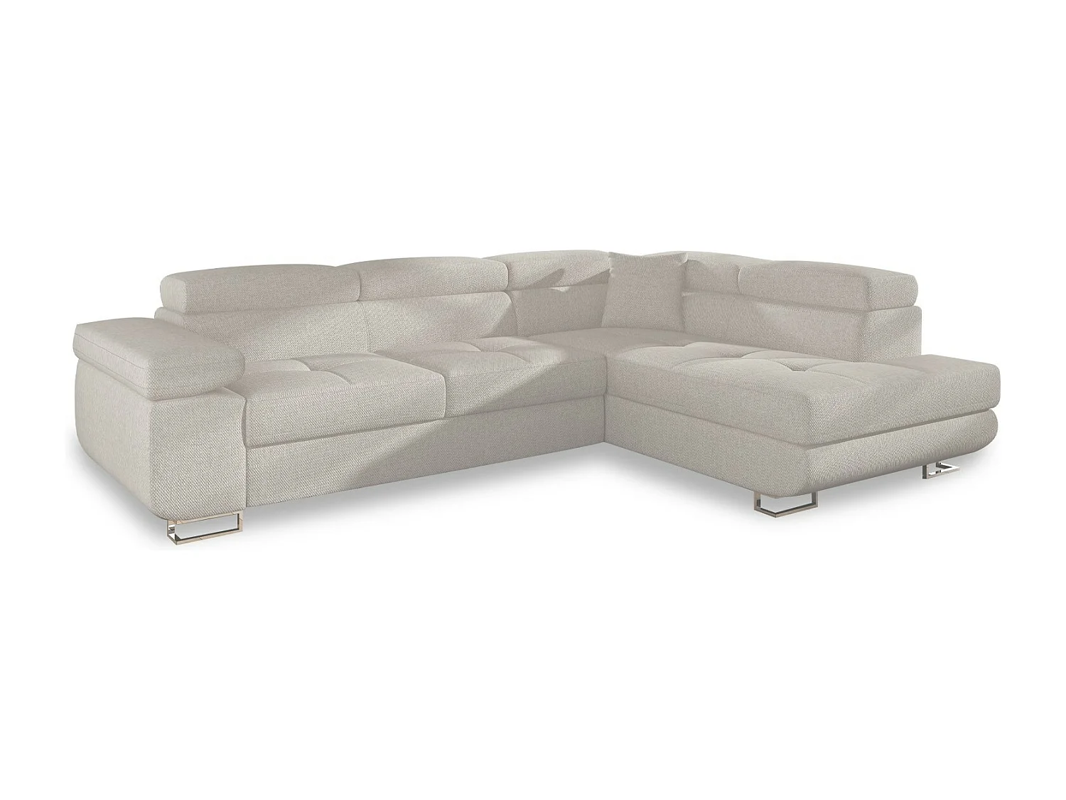 Canapé d'angle droit convertible Marius tissu Beige