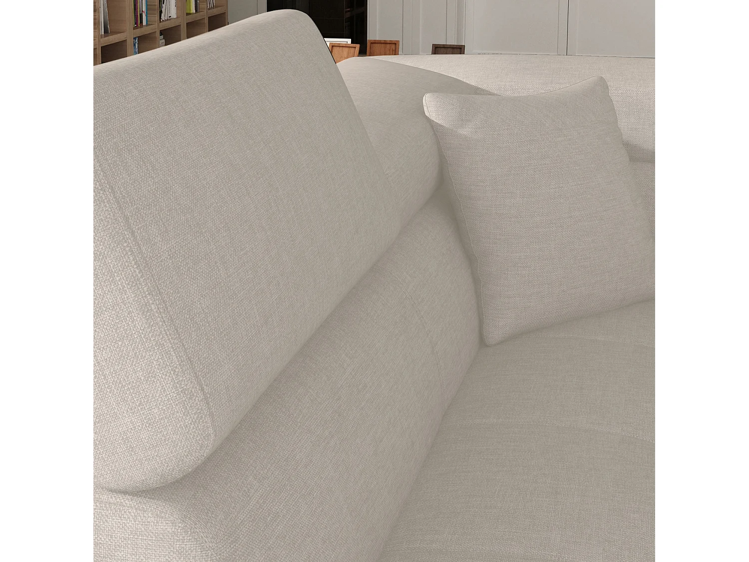 Canapé d'angle droit convertible Marius tissu Beige