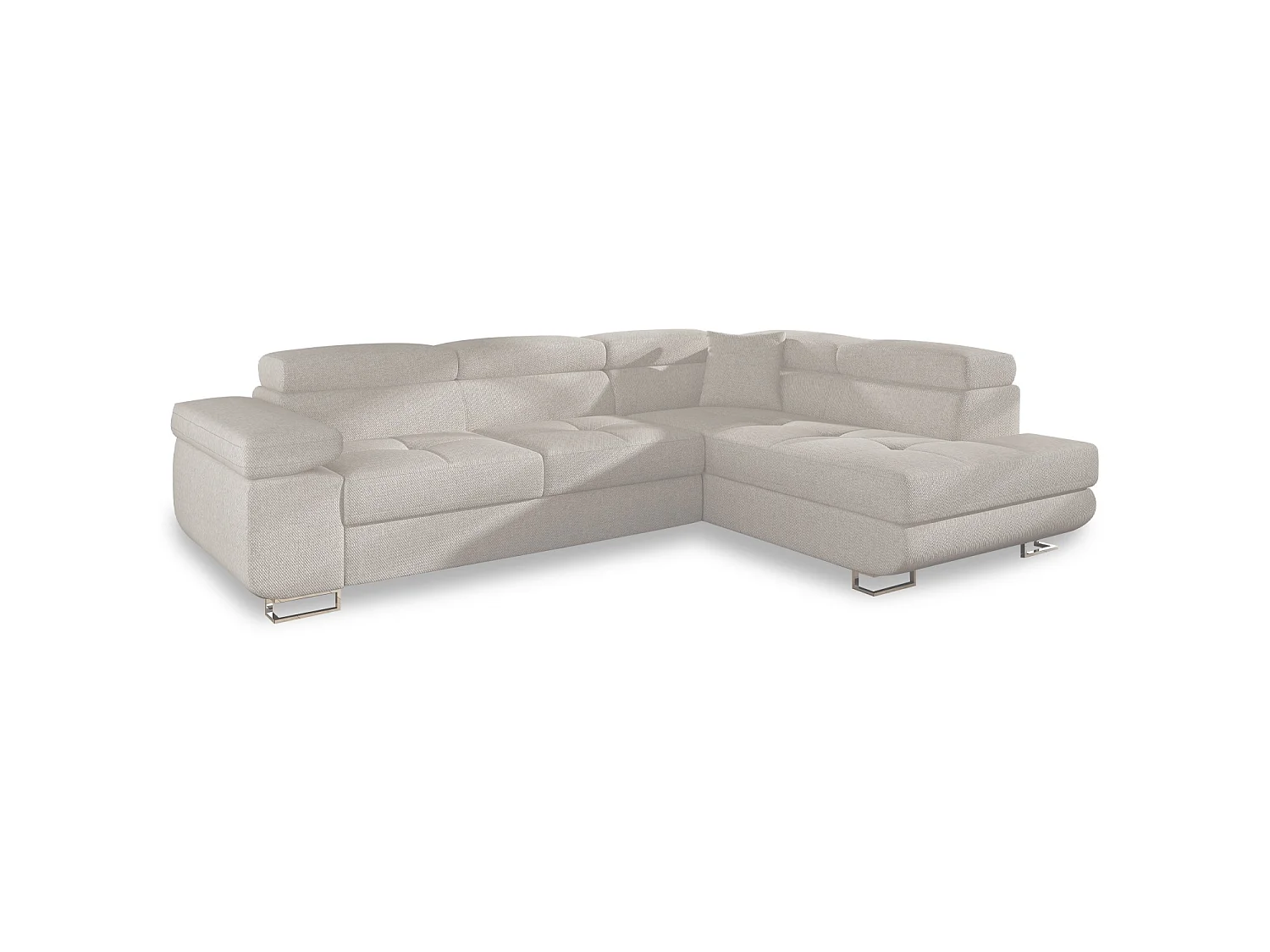 Canapé d'angle droit convertible Marius tissu Beige