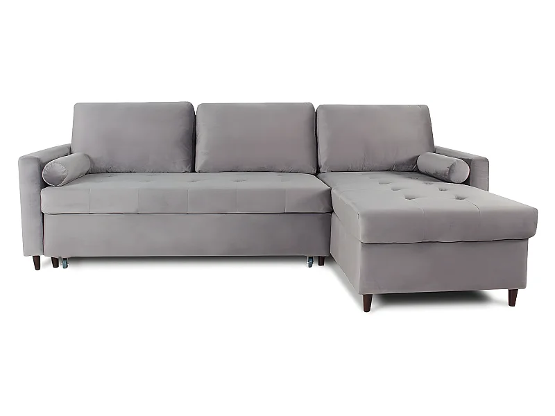 Canapé d'angle convertible réversible Claudio en velours gris