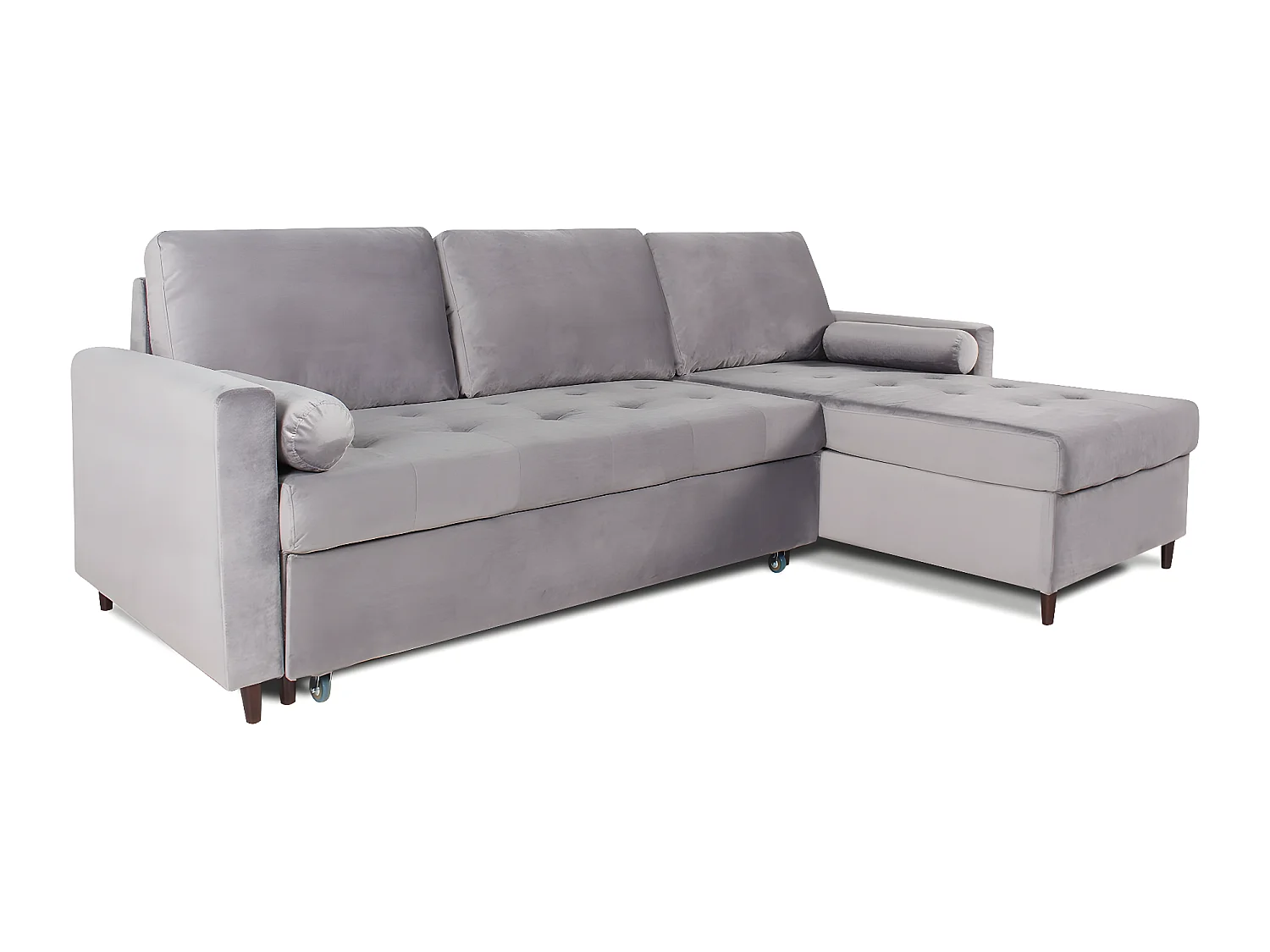 Canapé d'angle convertible réversible Claudio en velours gris