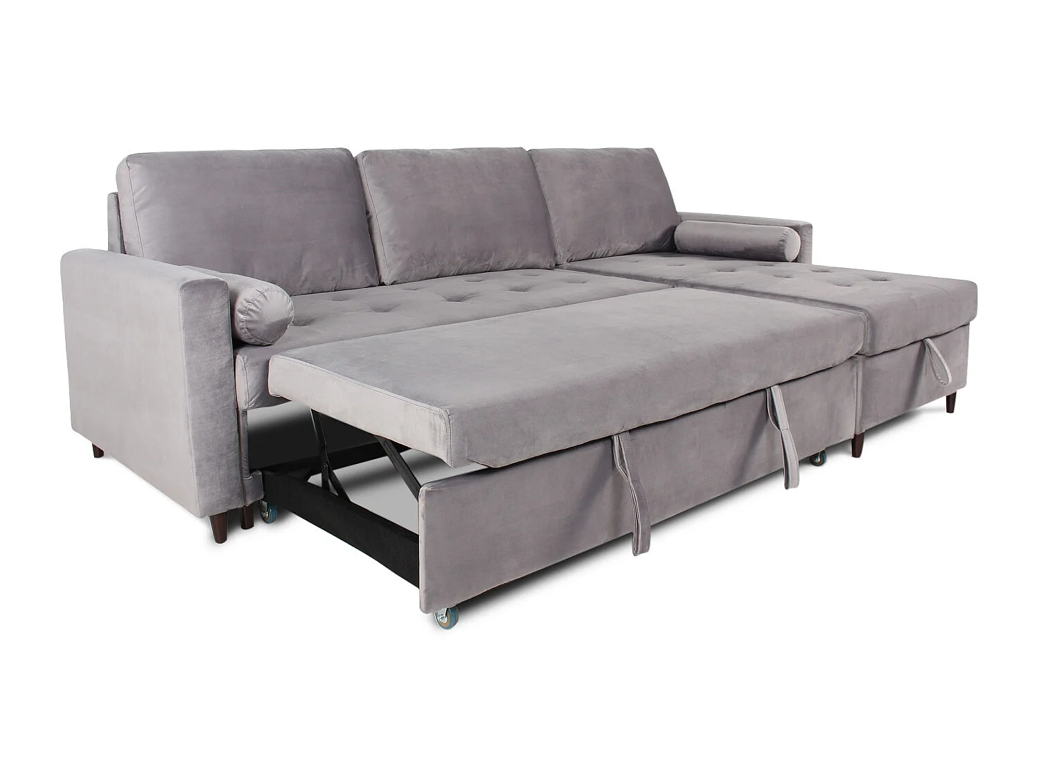 Canapé d'angle convertible réversible Claudio en velours gris
