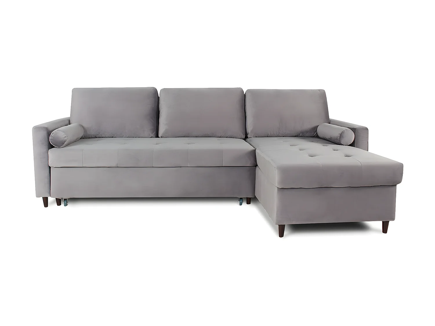 Canapé d'angle convertible réversible Claudio en velours gris