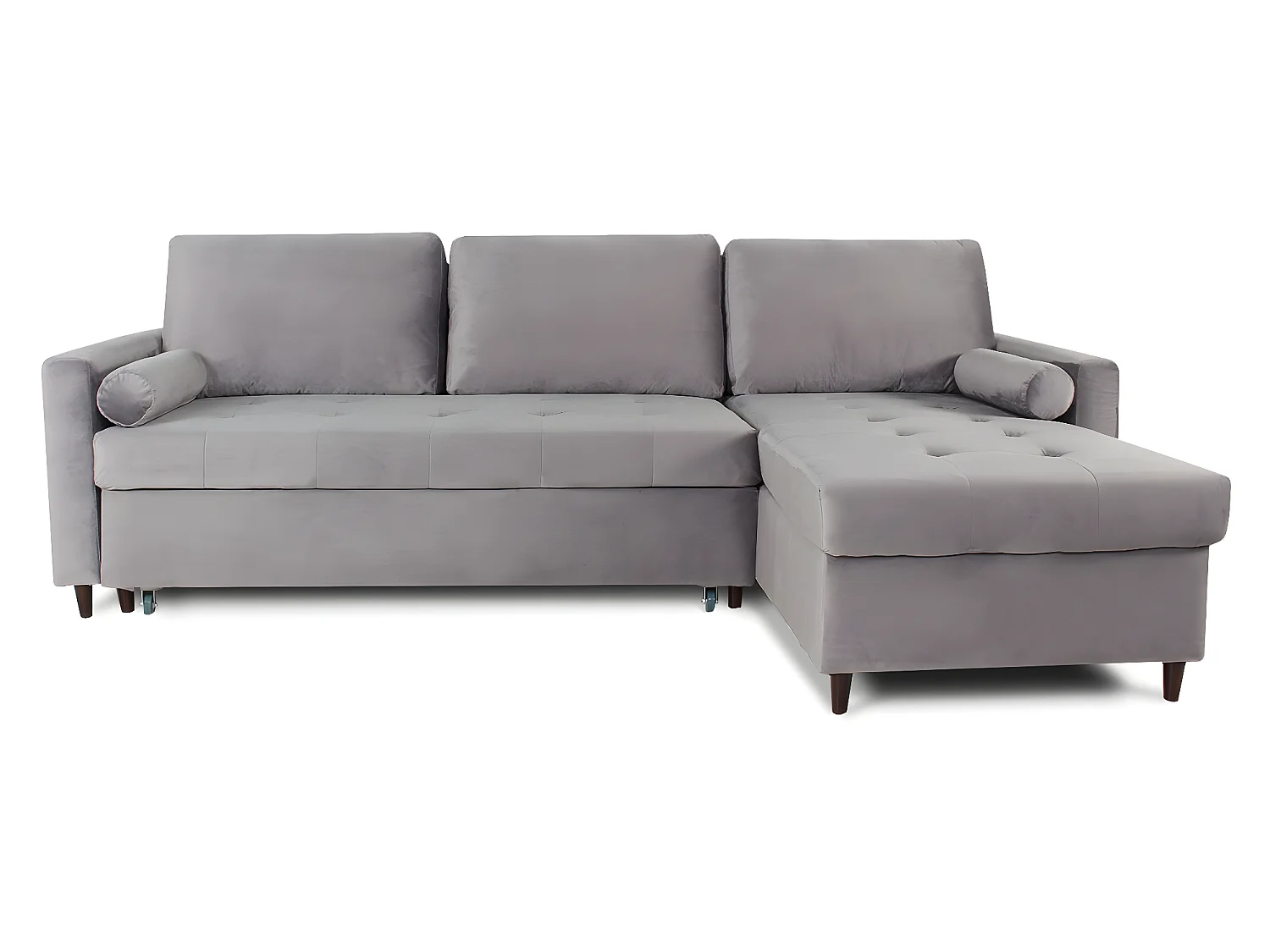 Canapé d'angle convertible réversible Claudio en velours gris