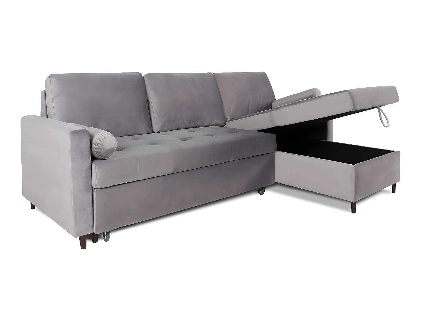 Canapé d'angle convertible réversible Claudio en velours gris