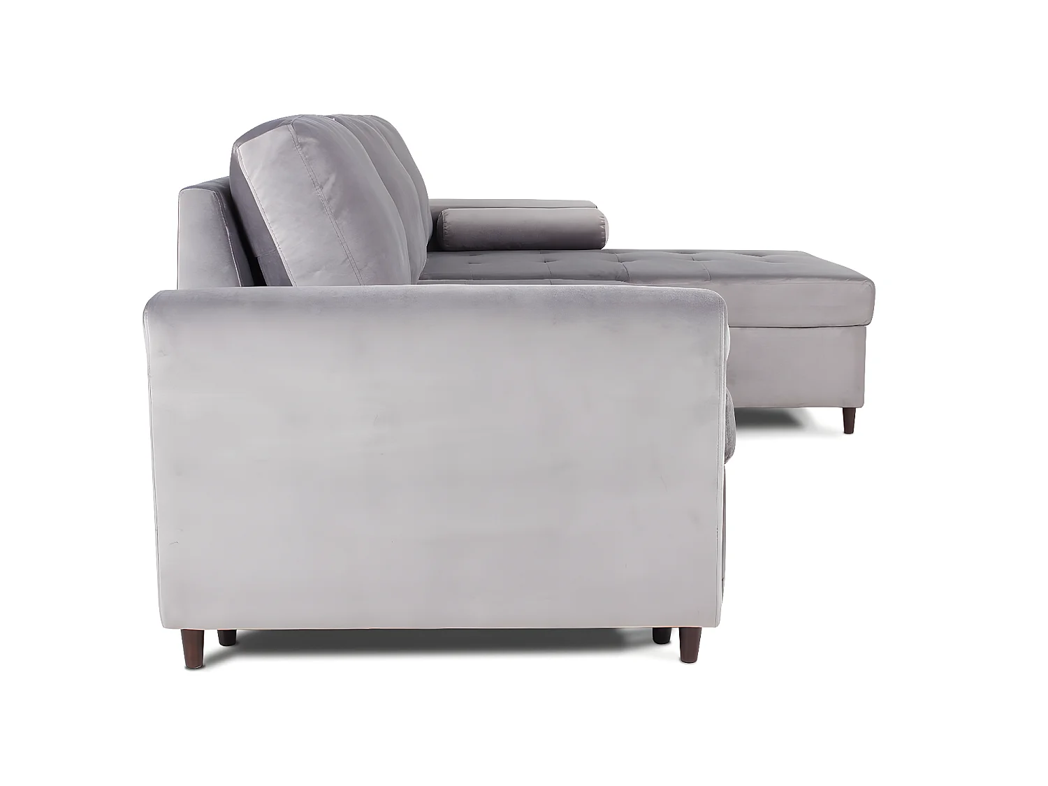 Canapé d'angle convertible réversible Claudio en velours gris