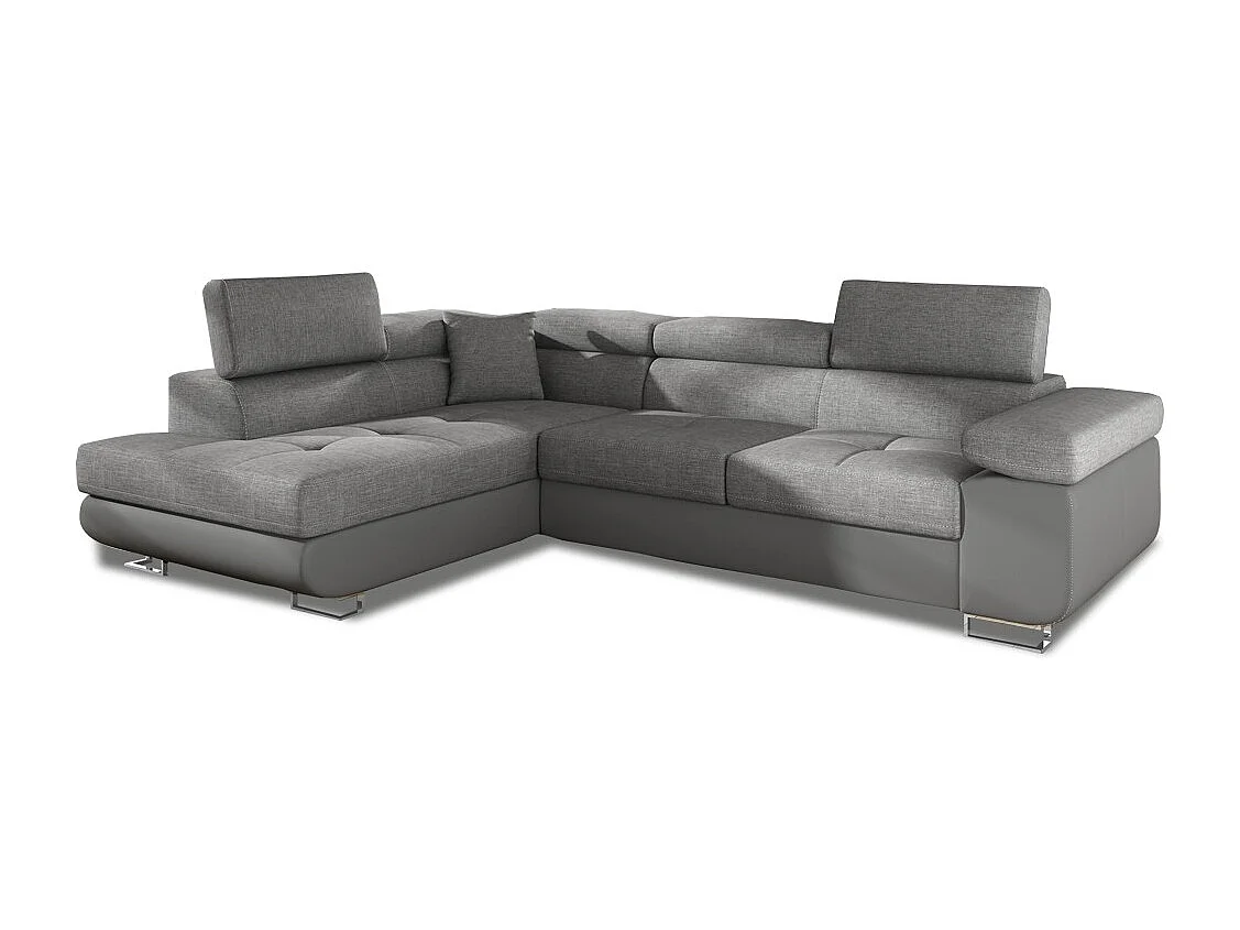 Canapé d'angle gauche convertible Marius Gris