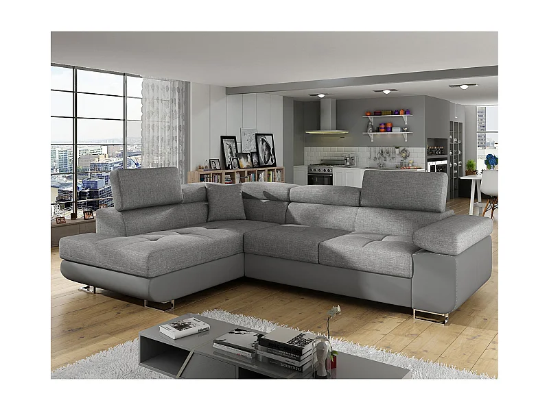 Canapé d'angle gauche convertible Marius Gris