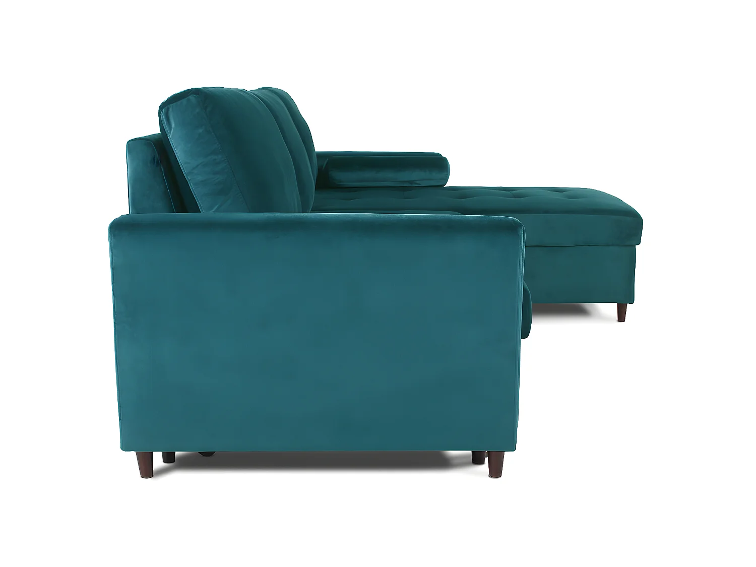 Canapé d'angle convertible réversible Claudio en velours bleu canard