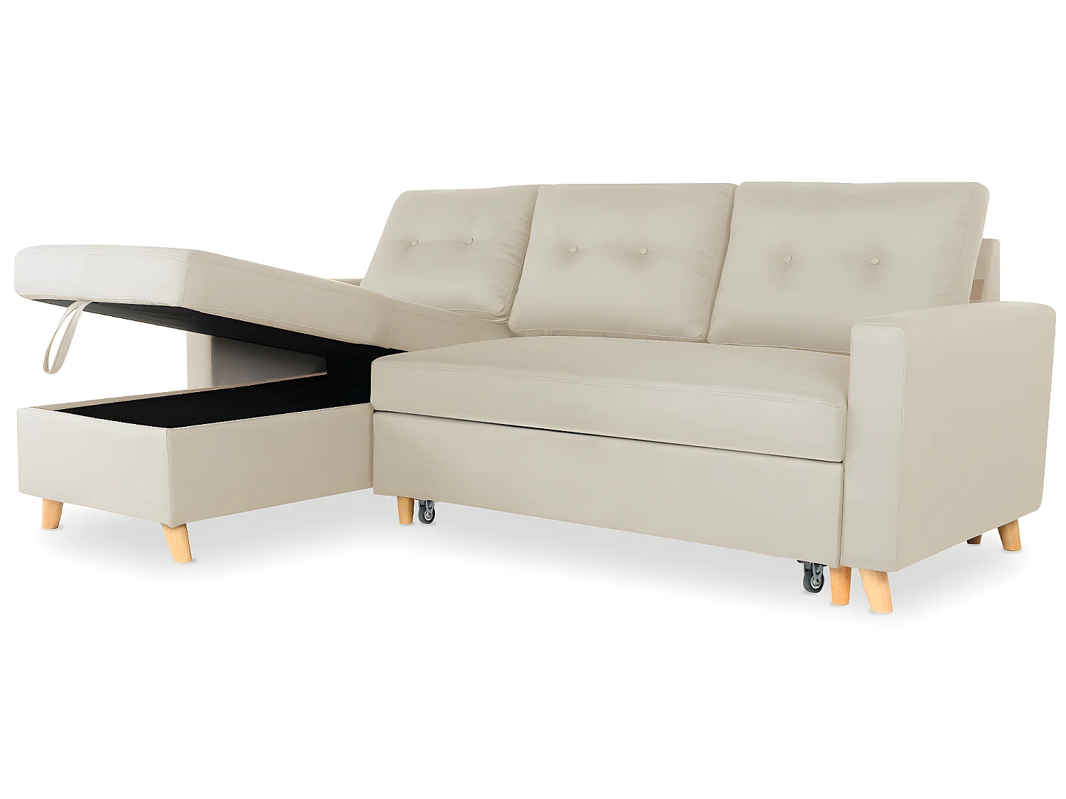 Canapé d'angle convertible réversible Falko Tissu Beige