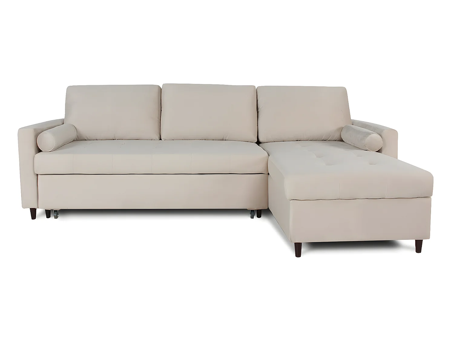 Canapé d'angle convertible réversible Claudio en velours beige