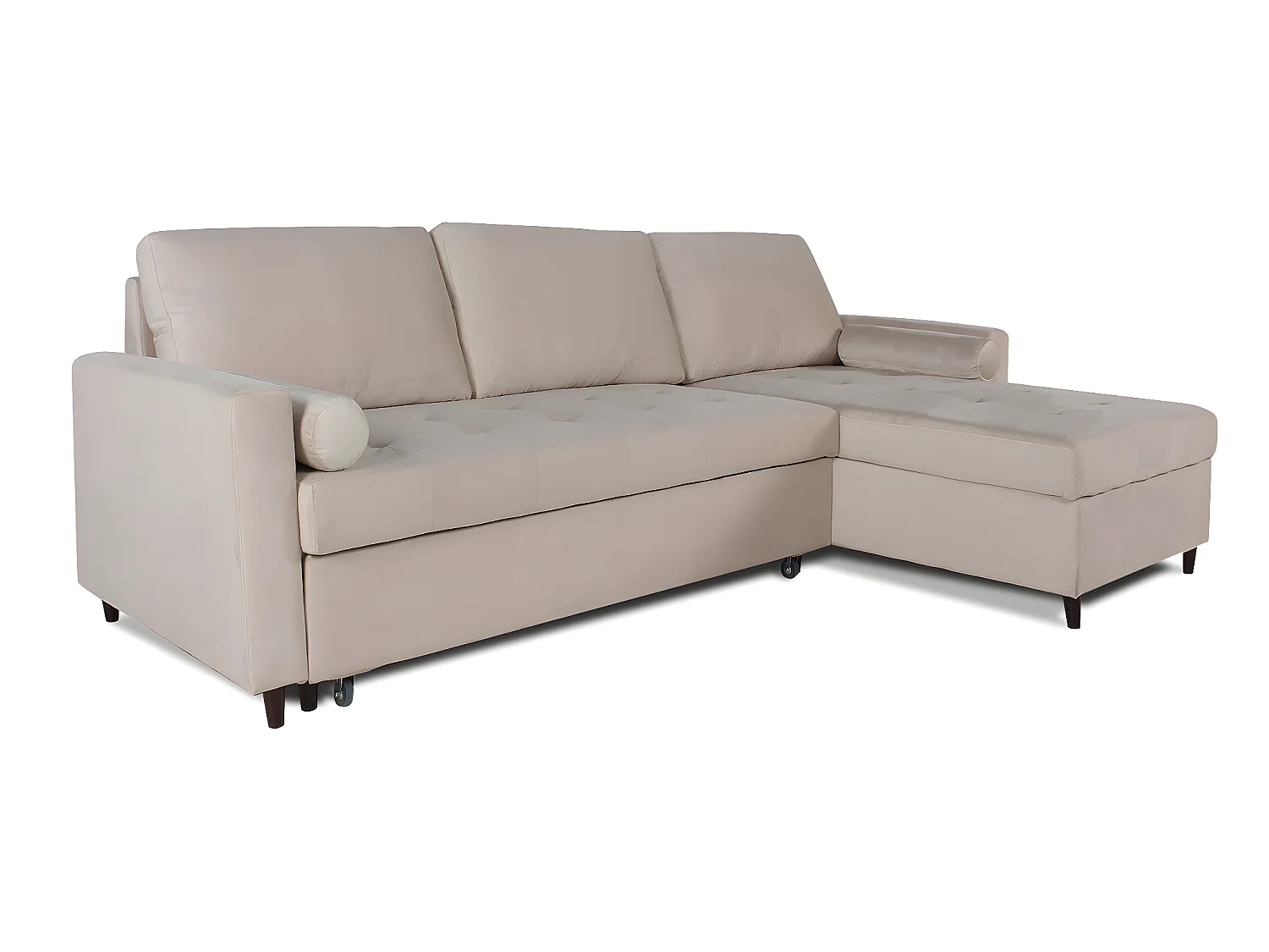 Canapé d'angle convertible réversible Claudio en velours beige
