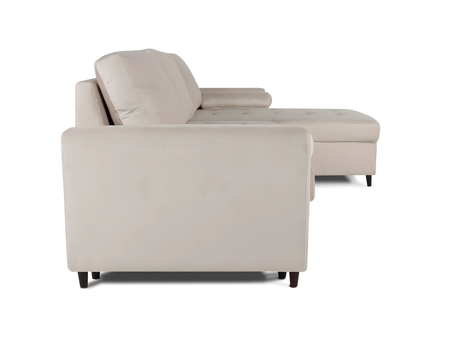 Canapé d'angle convertible réversible Claudio en velours beige