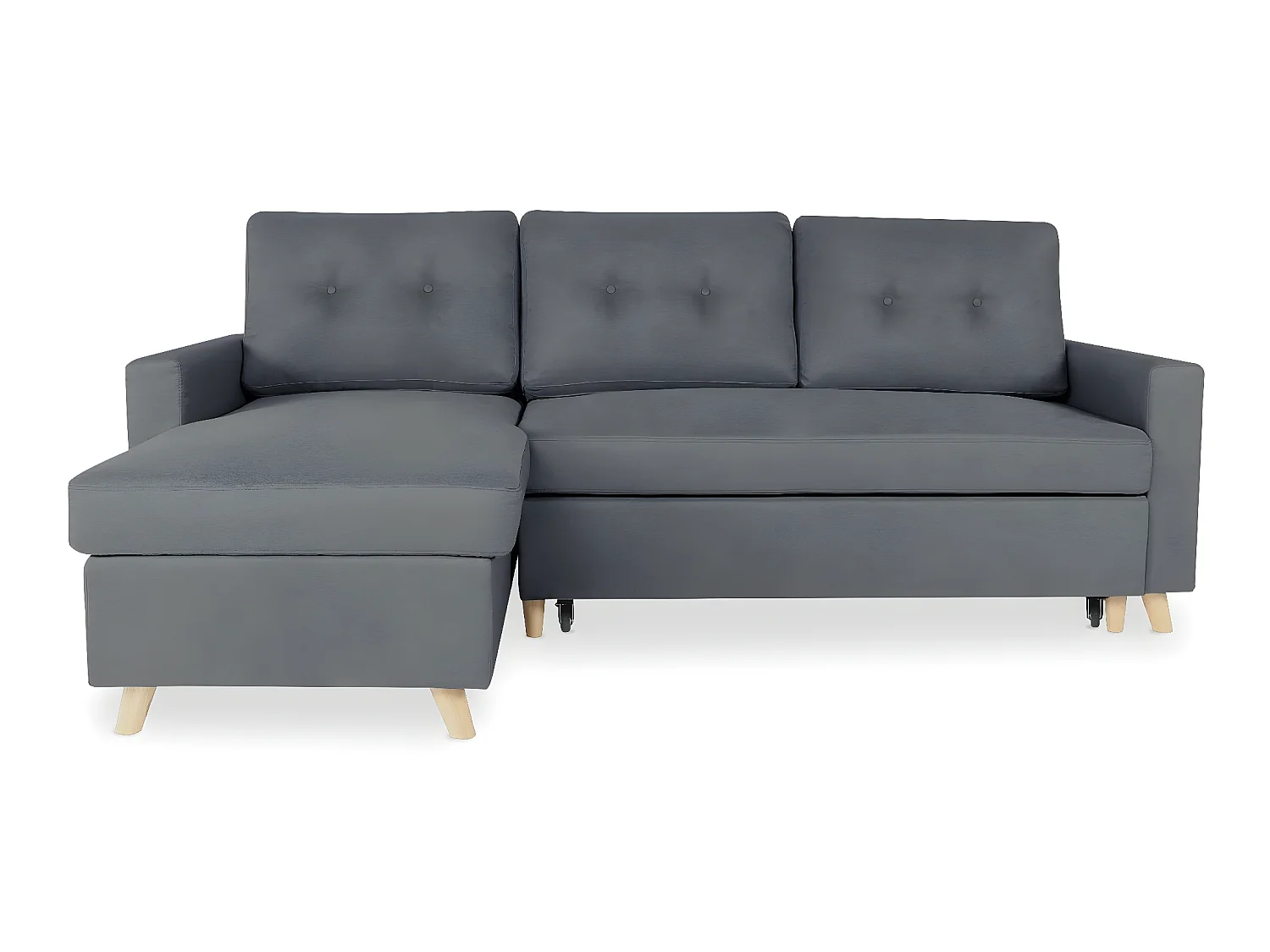 Canapé d'angle convertible réversible Falko Tissu Gris foncé