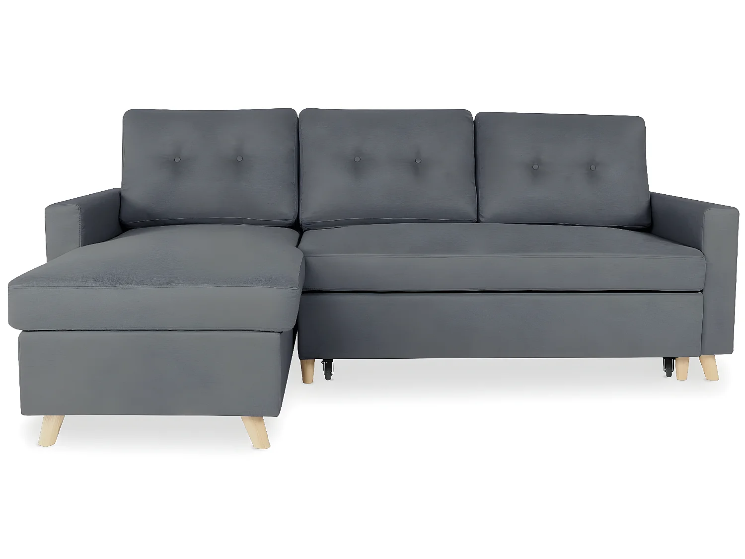 Canapé d'angle convertible réversible Falko Tissu Gris foncé