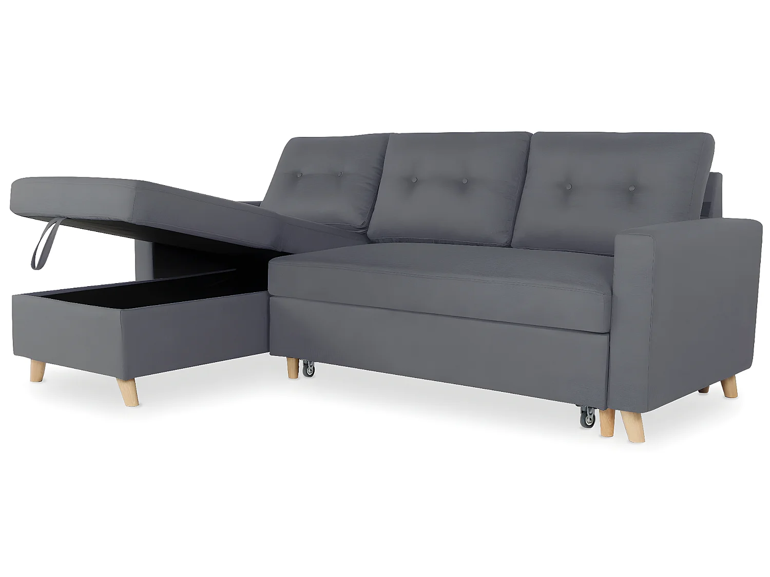 Canapé d'angle convertible réversible Falko Tissu Gris foncé