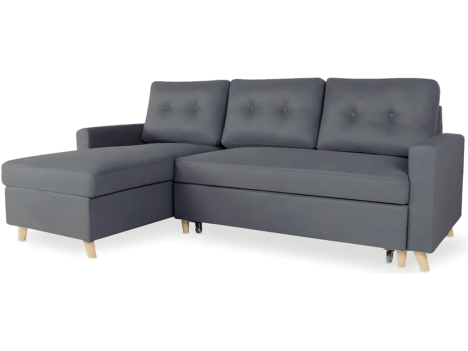 Canapé d'angle convertible réversible Falko Tissu Gris foncé